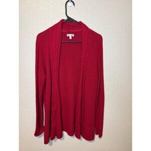Croft & Barrow Red Knit Cardigan Sweater Open Front Long Sleeve Womens